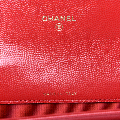 Chanel Caviar Quilted Flap Card Holder Wallet Red 8 of 11