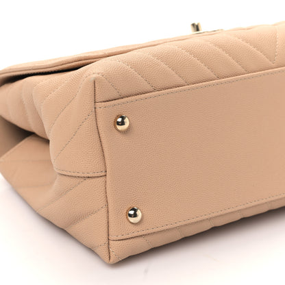 Chanel Caviar Chevron Quilted Small Coco Handle Flap Beige 8 of 9