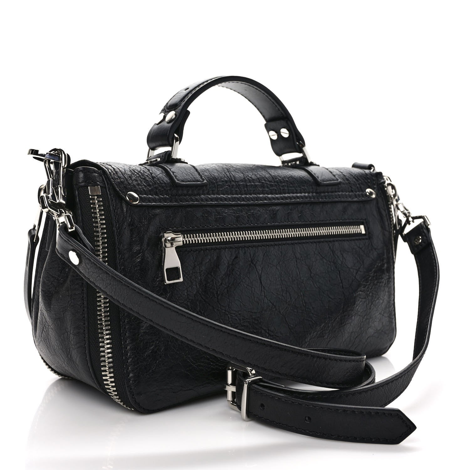 Proenza Schouler Crinkled Calfskin Tiny PS1 Satchel Black 3 of 11