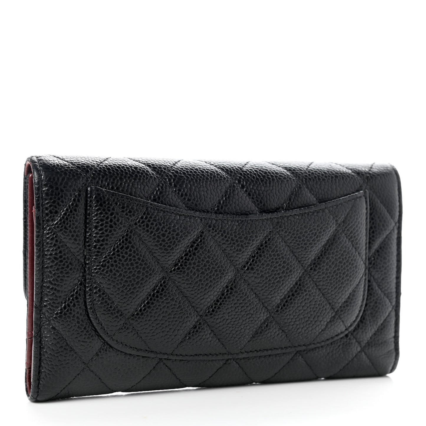 Caviar Quilted Large Flap Wallet Black