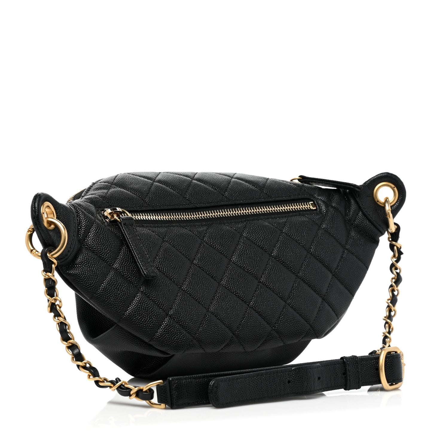 Caviar Quilted Filigree Waist Bag Black