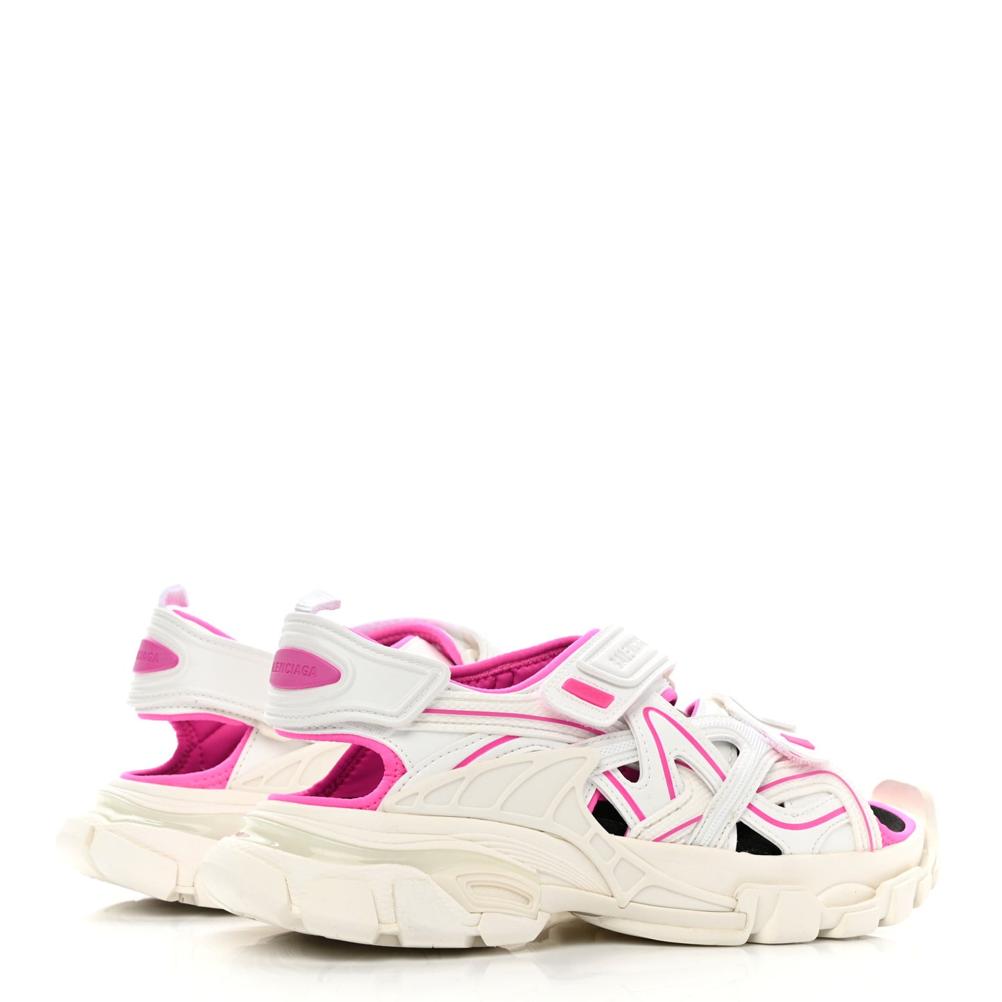 Rubber Neoprene Bi-Color Womens Track Sandals 36 White Fluo Pink