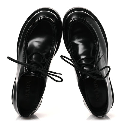 Prada Spazzolato Diapason Mens Lace Up Derby Loafers 9 Black 2 of 14