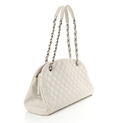 Chanel Glazed Calfskin Quilted Medium Just Mademoiselle Bowling Bag White 3 of 19