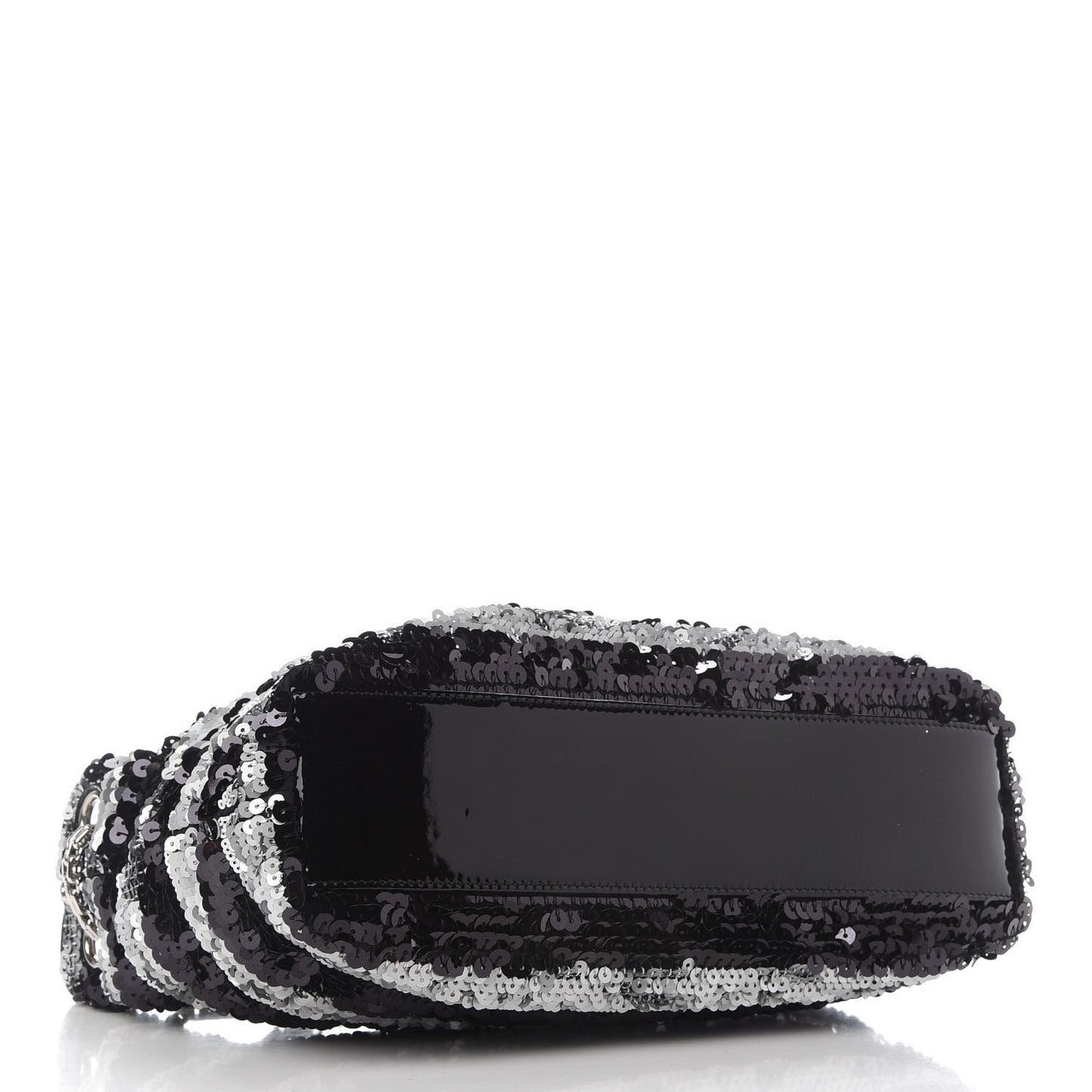 Sequin Striped Mademoiselle Tote Black Silver