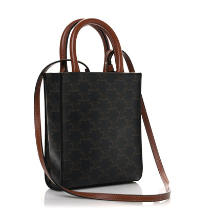 Celine Triomphe Canvas Calfskin Mini Vertical Cabas Tan 3 of 8