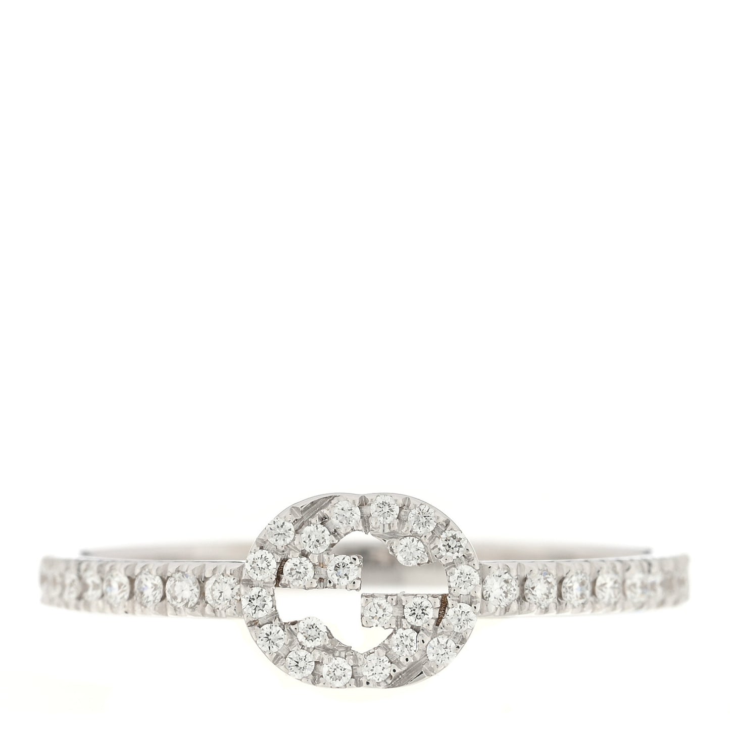 18K White Gold Diamond Interlocking G Ring 50 5.5