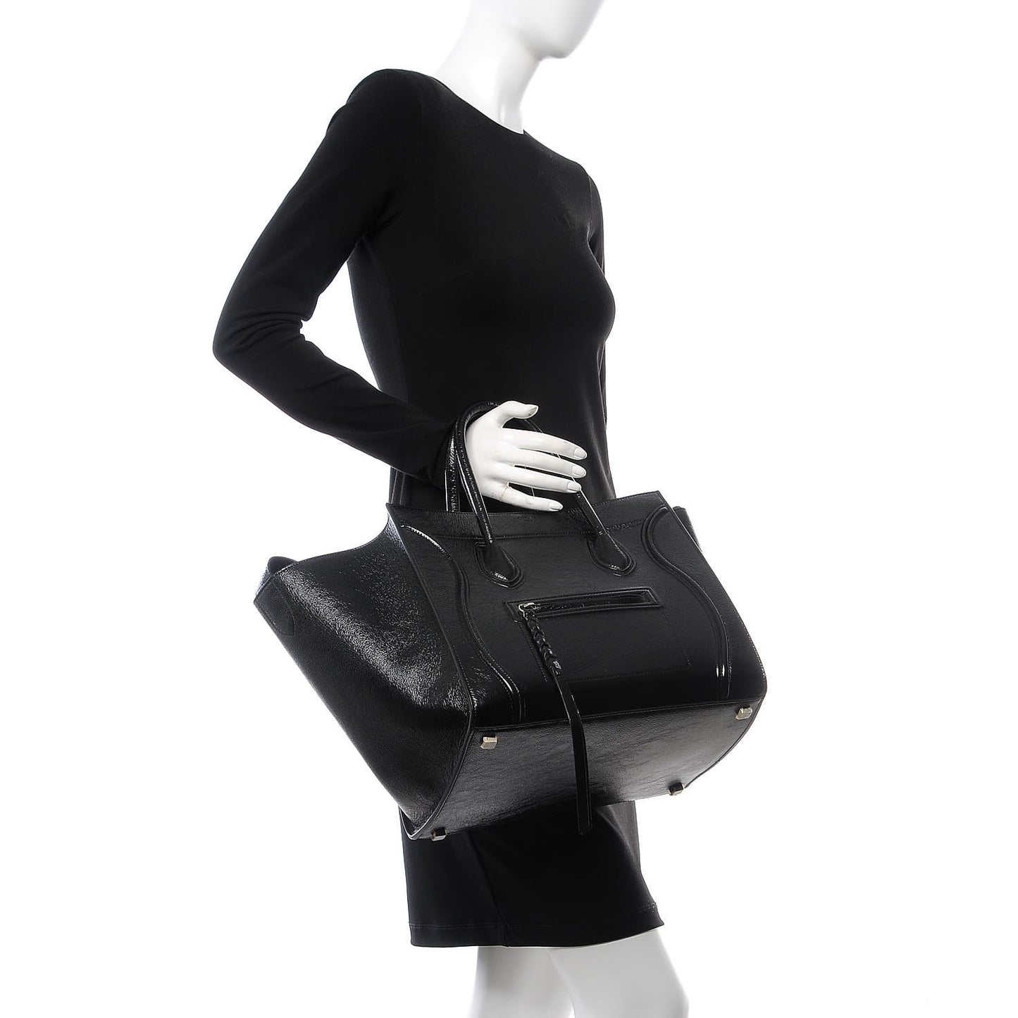Shiny Goatskin Medium Phantom Luggage Black