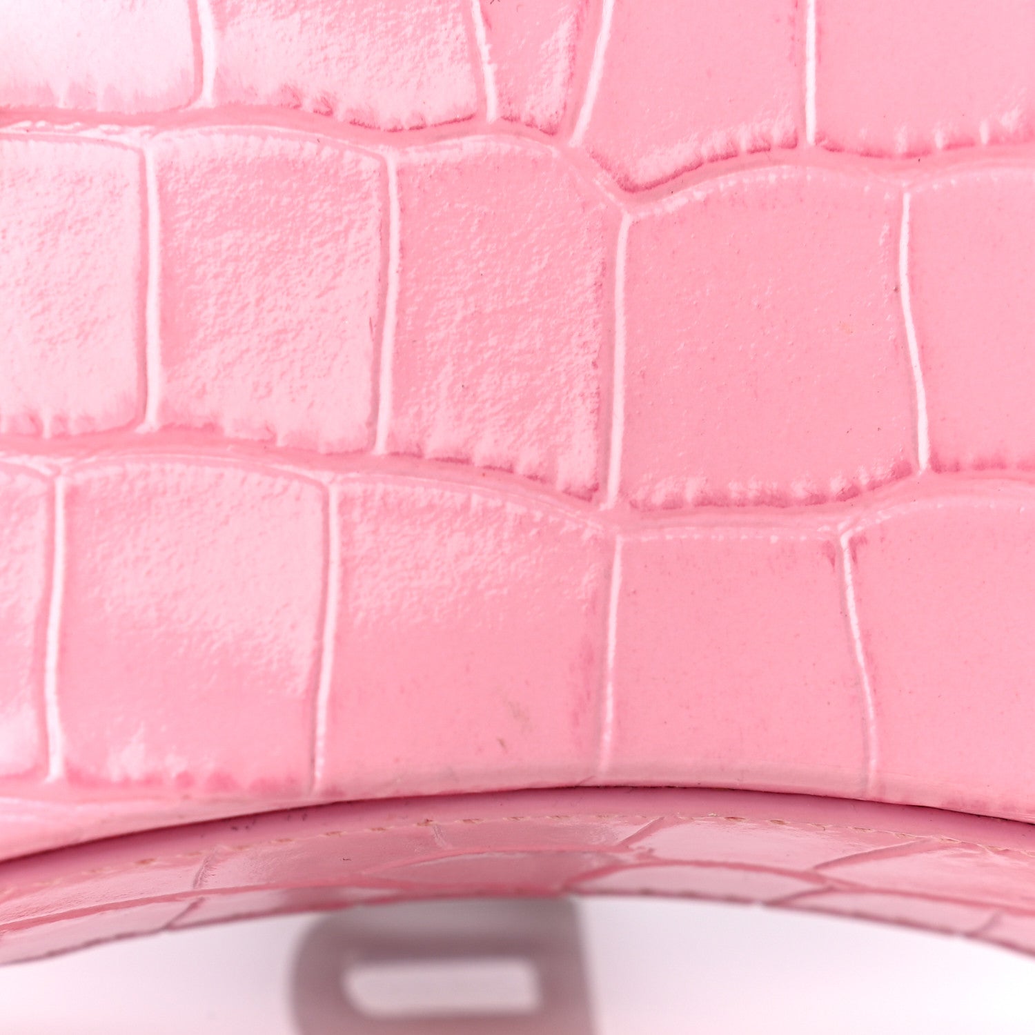 Balenciaga Shiny Calfskin Crocodile Embossed Hourglass Top Handle Bag Mini Pink 9 of 9