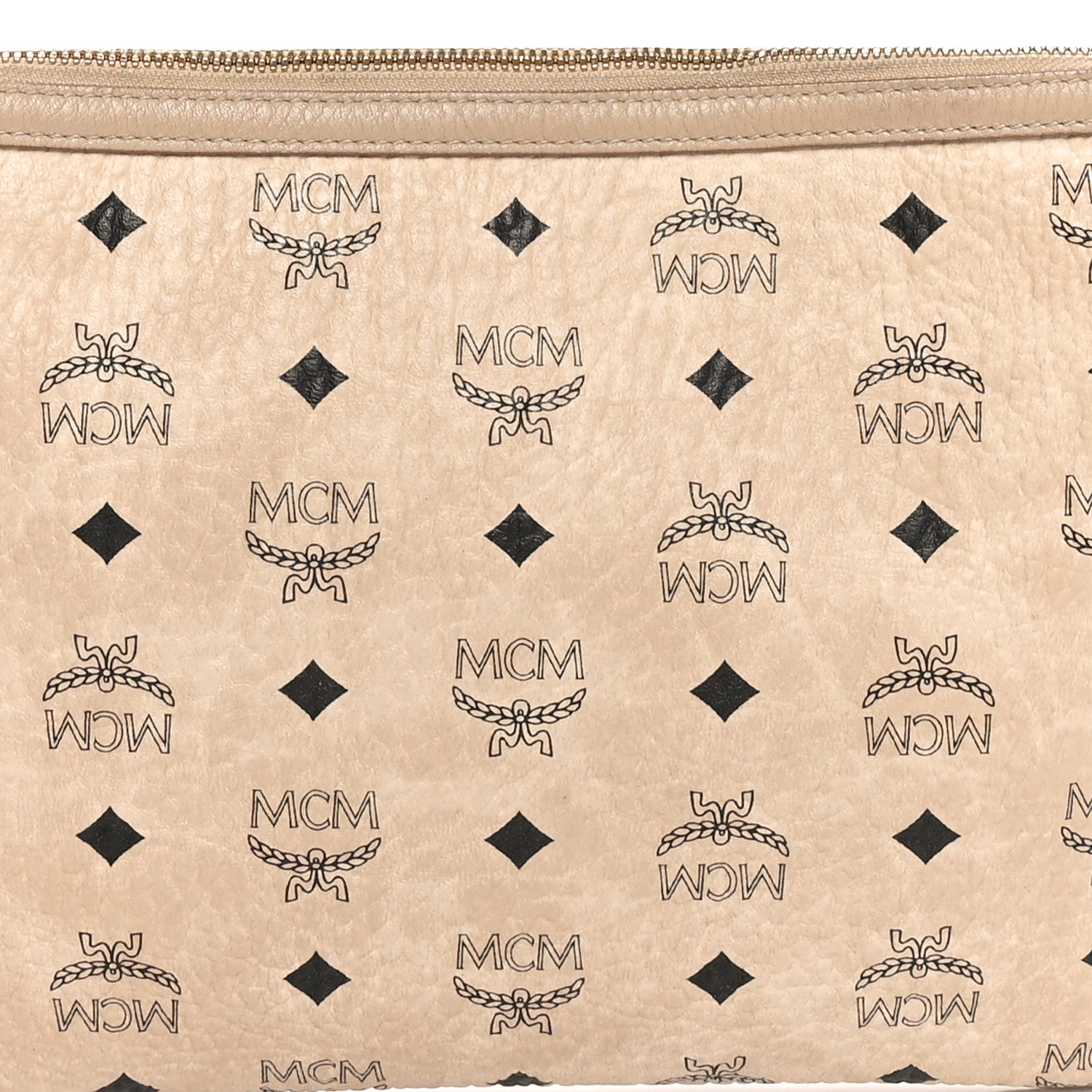 MCM Visetos Liz Shopper Tote Pouch Beige 7 of 11