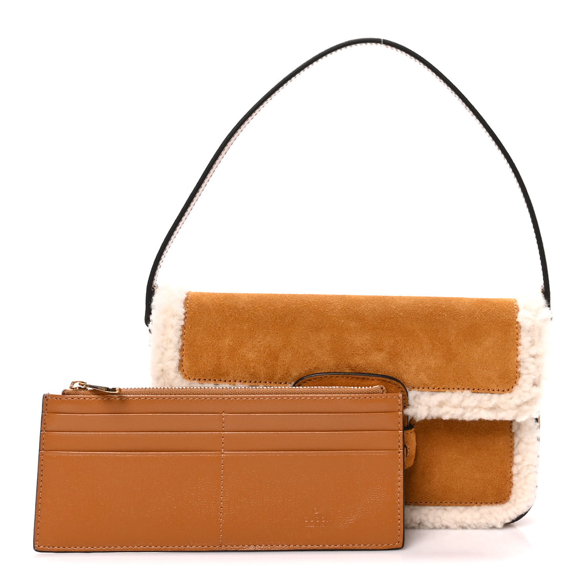 Suede Shearling Horsebit Mini 1955 Shoulder Bag Honey Beige Milk