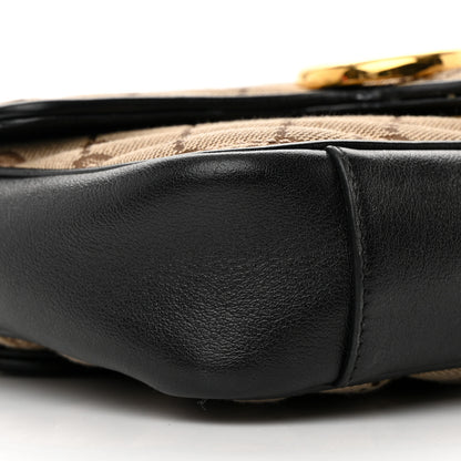 Gucci Monogram Matelasse Diagonal Mini GG Marmont Shoulder Bag Beige Black 9 of 17