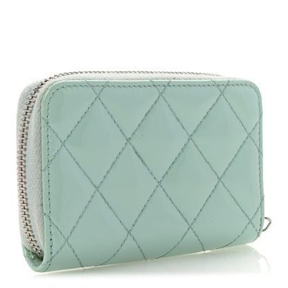 Chanel Patent Calfskin Quilted Zip Coin Purse Light Green 16 of 16