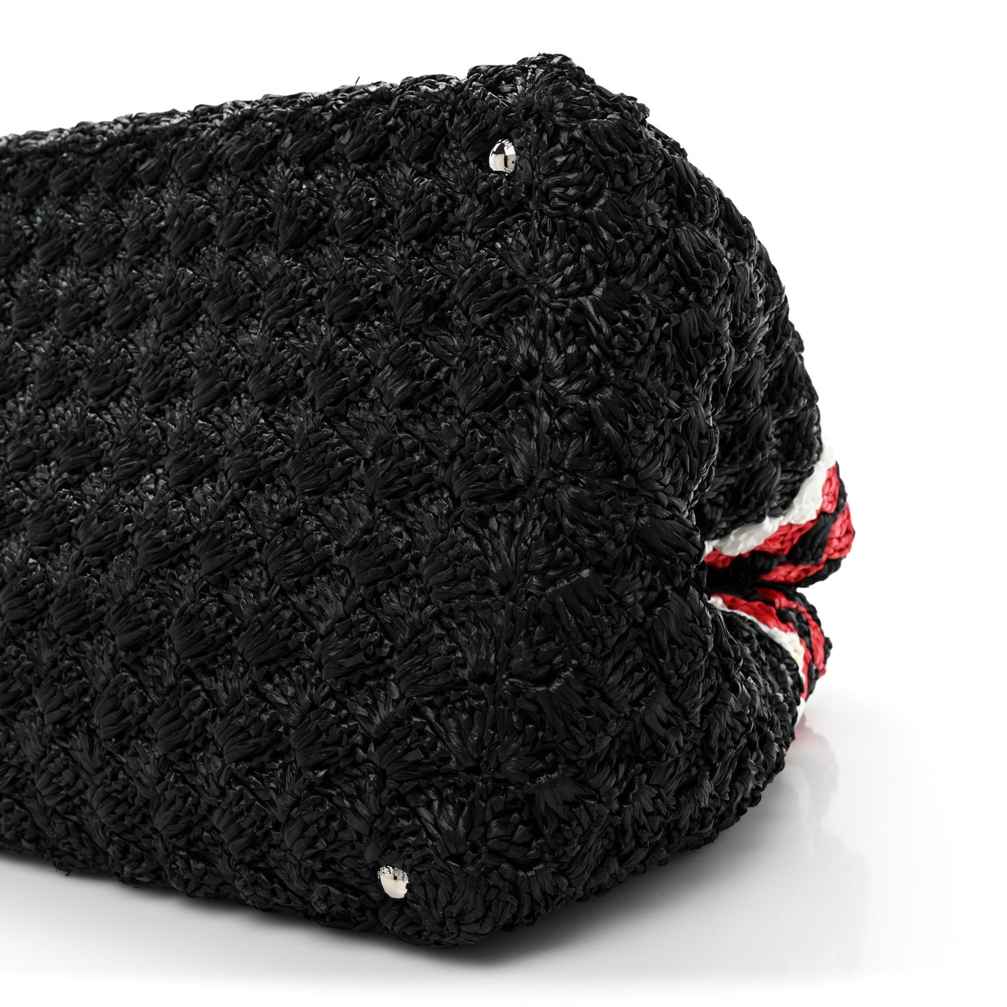 Raffia Crochet Giardiniera Tote Black