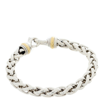 David Yurman Sterling Silver 18K Yellow Gold 8mm Wheat Chain Bracelet 2 of 4