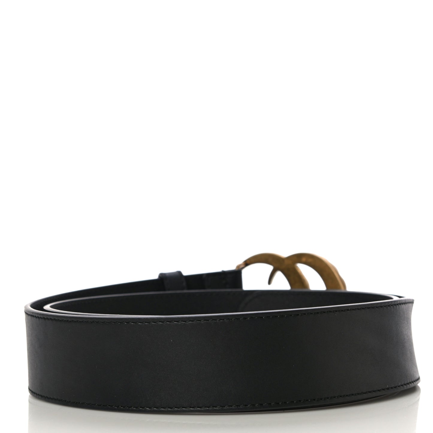 Moon Calfskin Pearl Double G 40mm Belt 95 38 Black Cream