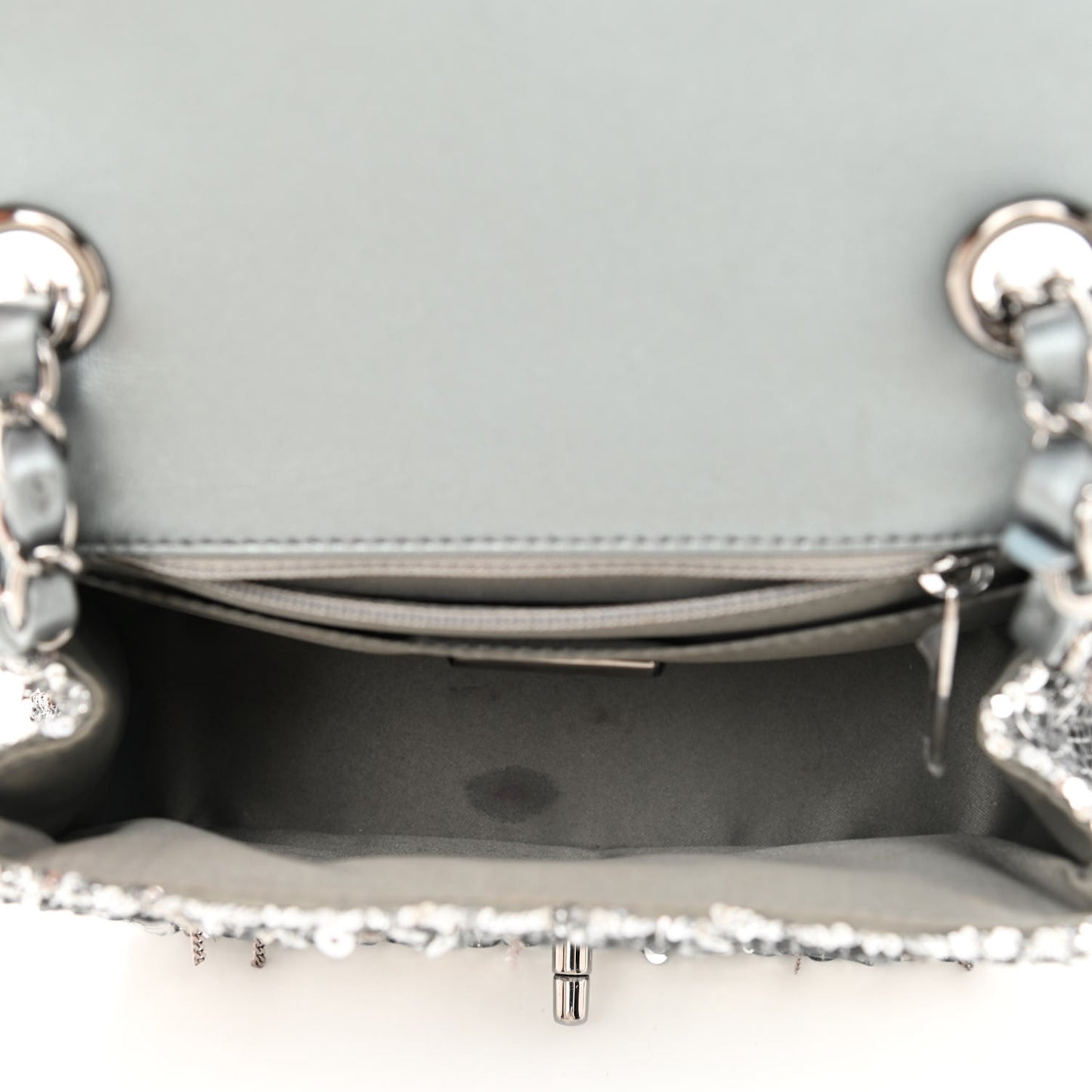 Sequin Mini Square Flap Silver