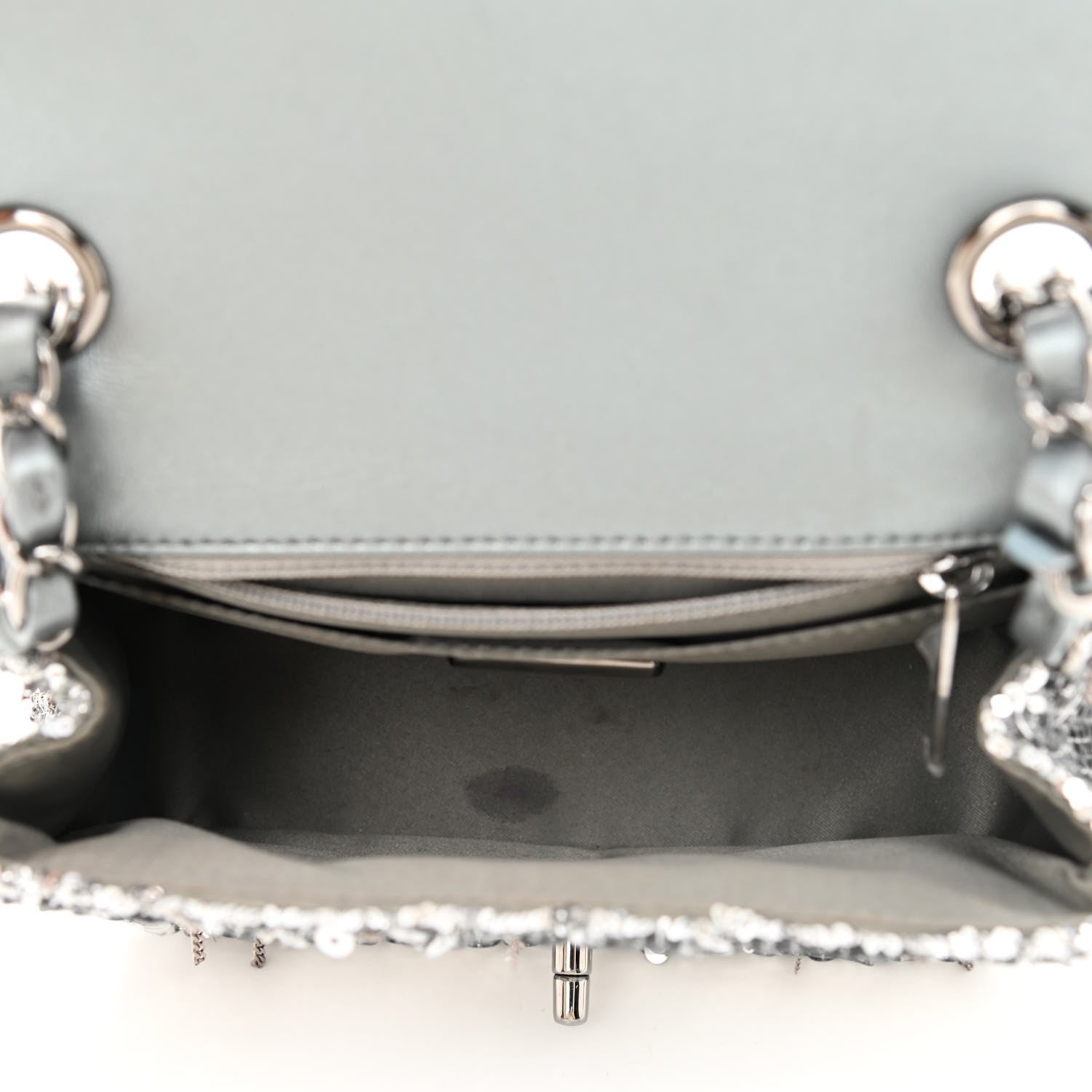 Chanel Sequin Mini Square Flap Silver 5 of 12