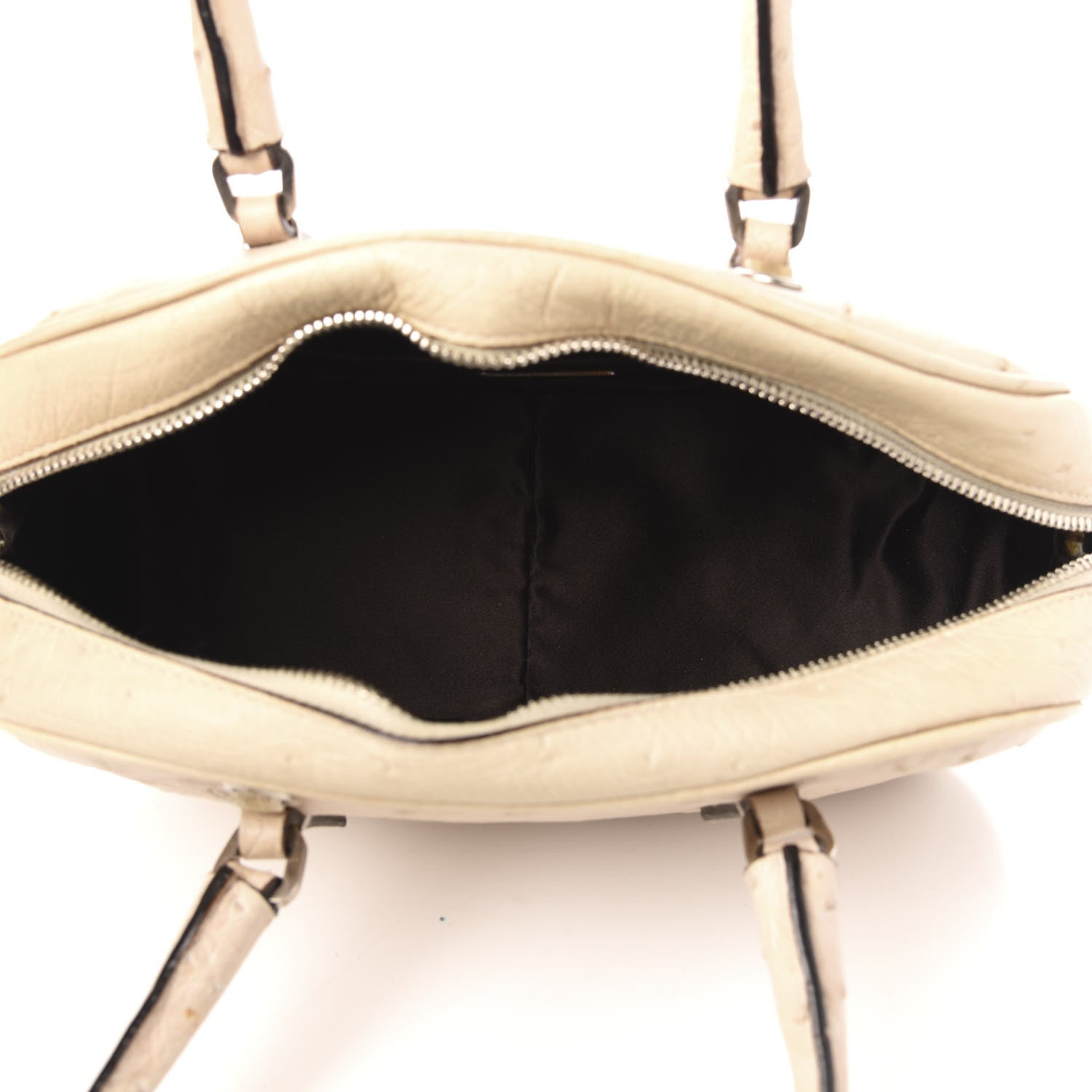 Prada Ostrich Mini Bowling Bag Beige 5 of 13