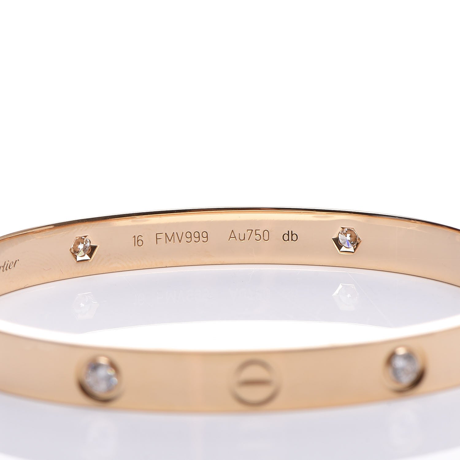 Cartier 18K Yellow Gold 4 Diamond LOVE Bracelet 16 6 of 6