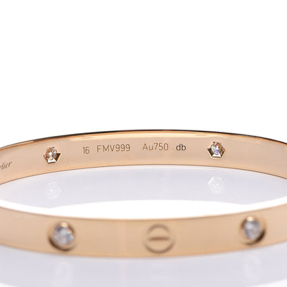 Cartier 18K Yellow Gold 4 Diamond LOVE Bracelet 16 6 of 6