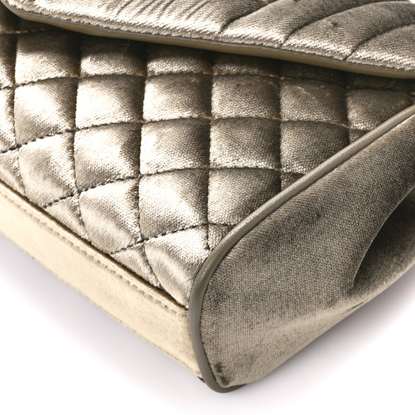 Velvet Mixed Matelasse Triquilt Small Monogram Satchel Dark Vintage Olive