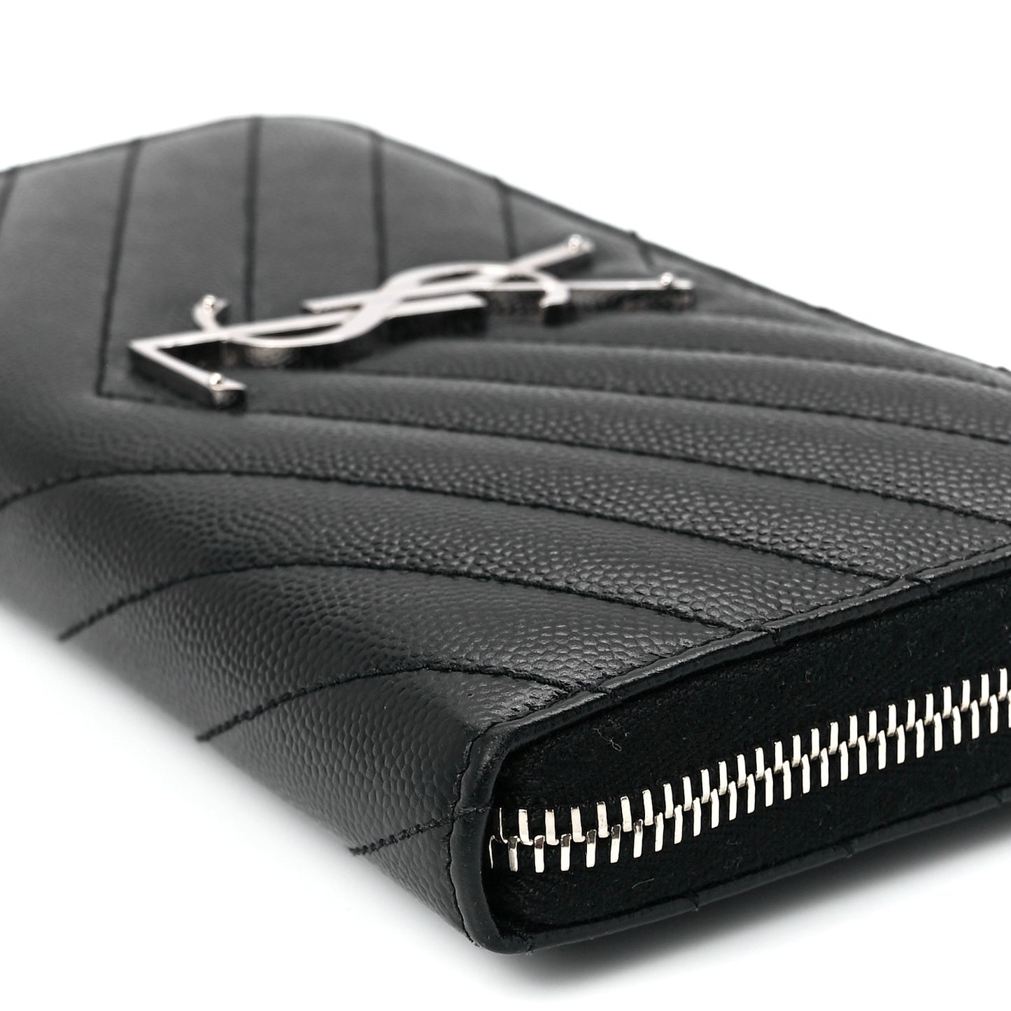 Grain De Poudre Matelasse Chevron Monogram Zip Around Wallet Black