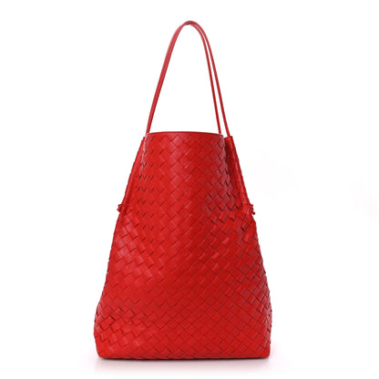 Bottega Veneta Nappa Intrecciato North South Tote Red 1 of 8