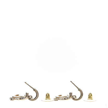 Chanel Metal Baguette Crystal CC Drop Earrings Gold 3 of 4