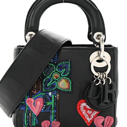 Christian Dior CHRISTIAN DIOR Smooth Calfskin Embroidered Micro Lady Dior Black 7 of 13