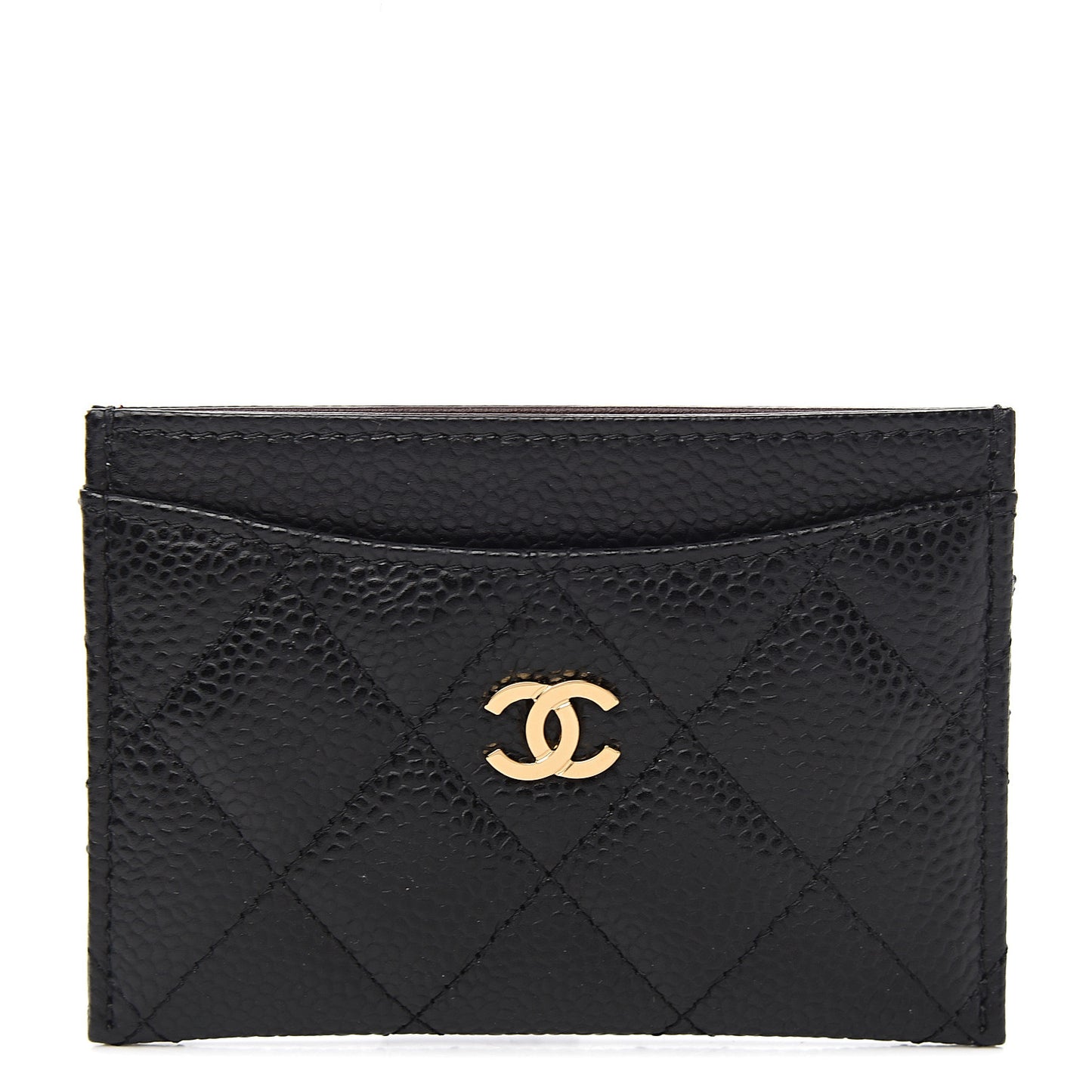 Caviar Quilted Card Holder Black