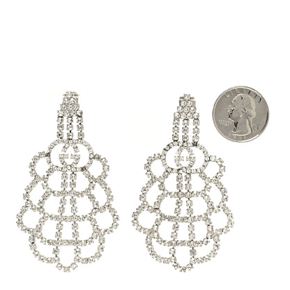Gucci Metal Crystal Drop Earrings Silver 2 of 4