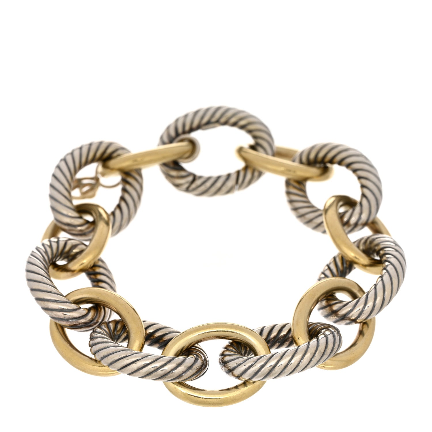 David Yurman Sterling Silver 18K Yellow Gold 18mm Extra Large Oval Link Bracelet 1 of 3