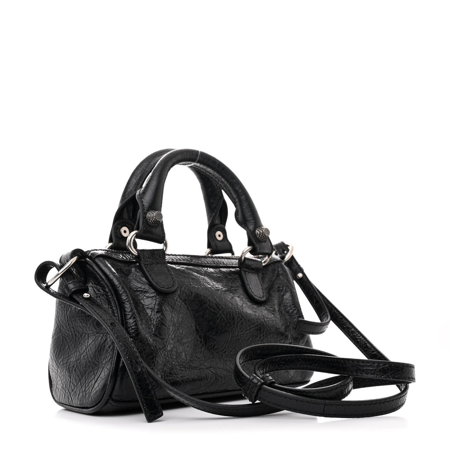 Agneau Arena Crystal Neo Nano Cagole Handbag Black