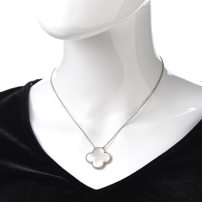 Van Cleef & Arpels 18K White Gold Mother of Pearl Magic Alhambra Pendant Necklace 2 of 7