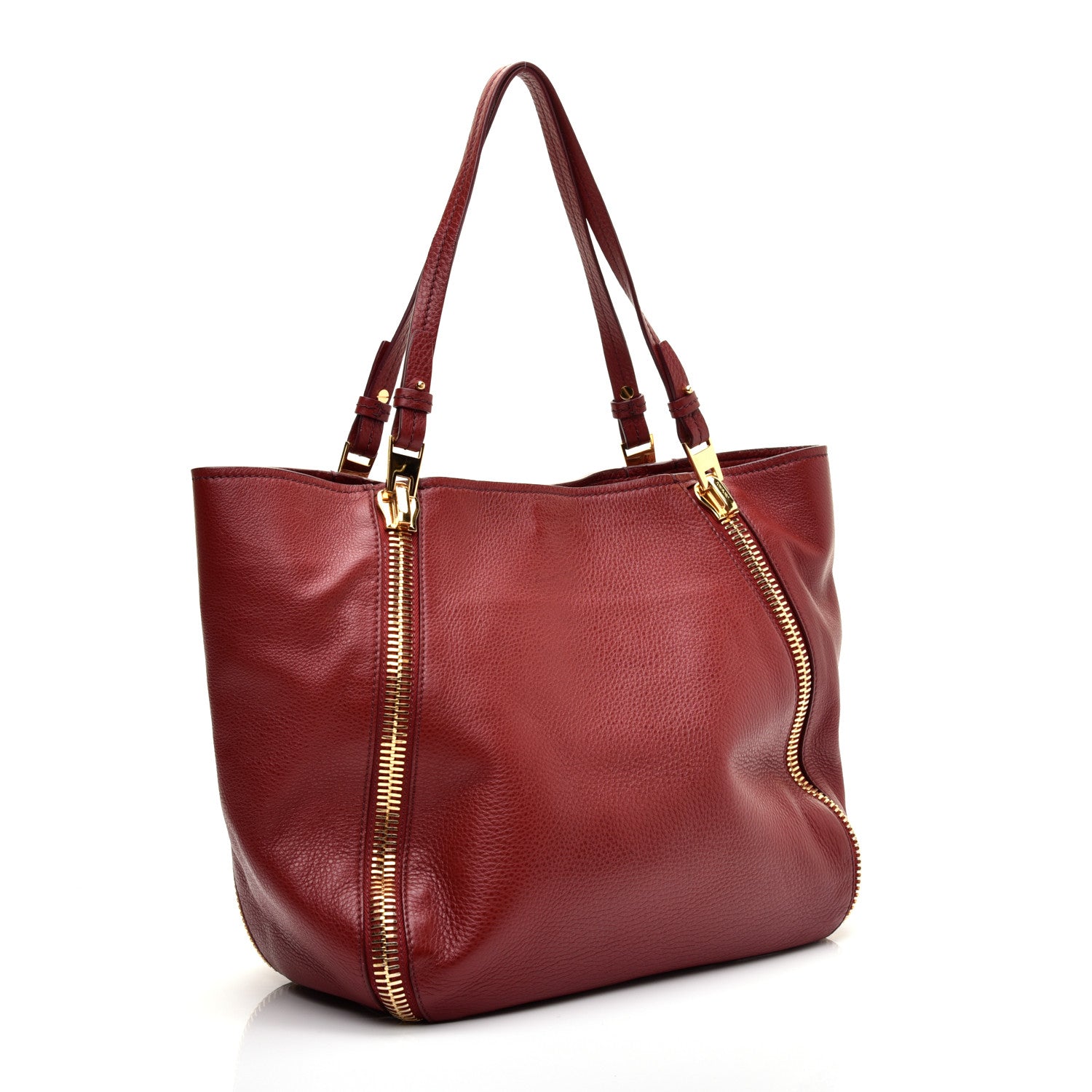 Tom Ford Grained Calfskin Medium Sedgwick Zipper Tote Cabernet 3 of 10