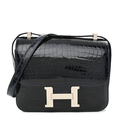 Hermes Shiny Niloticus Crocodile Constance 24 Bleu Marine 1 of 14
