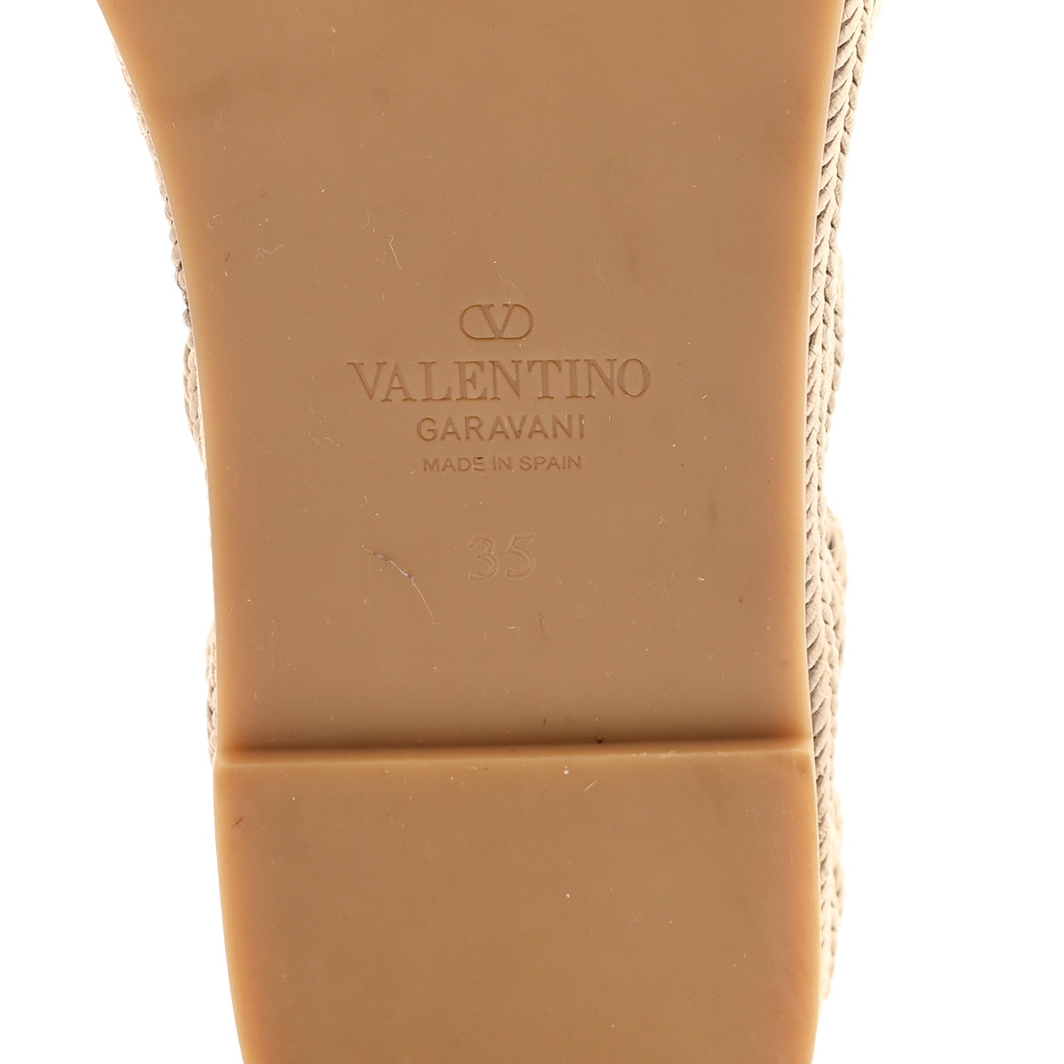 Valentino Garavani Calfskin Vlogo Signature Cherryfic Pattern Wedge Espadrille Sandals 35 Natural Red 7 of 9
