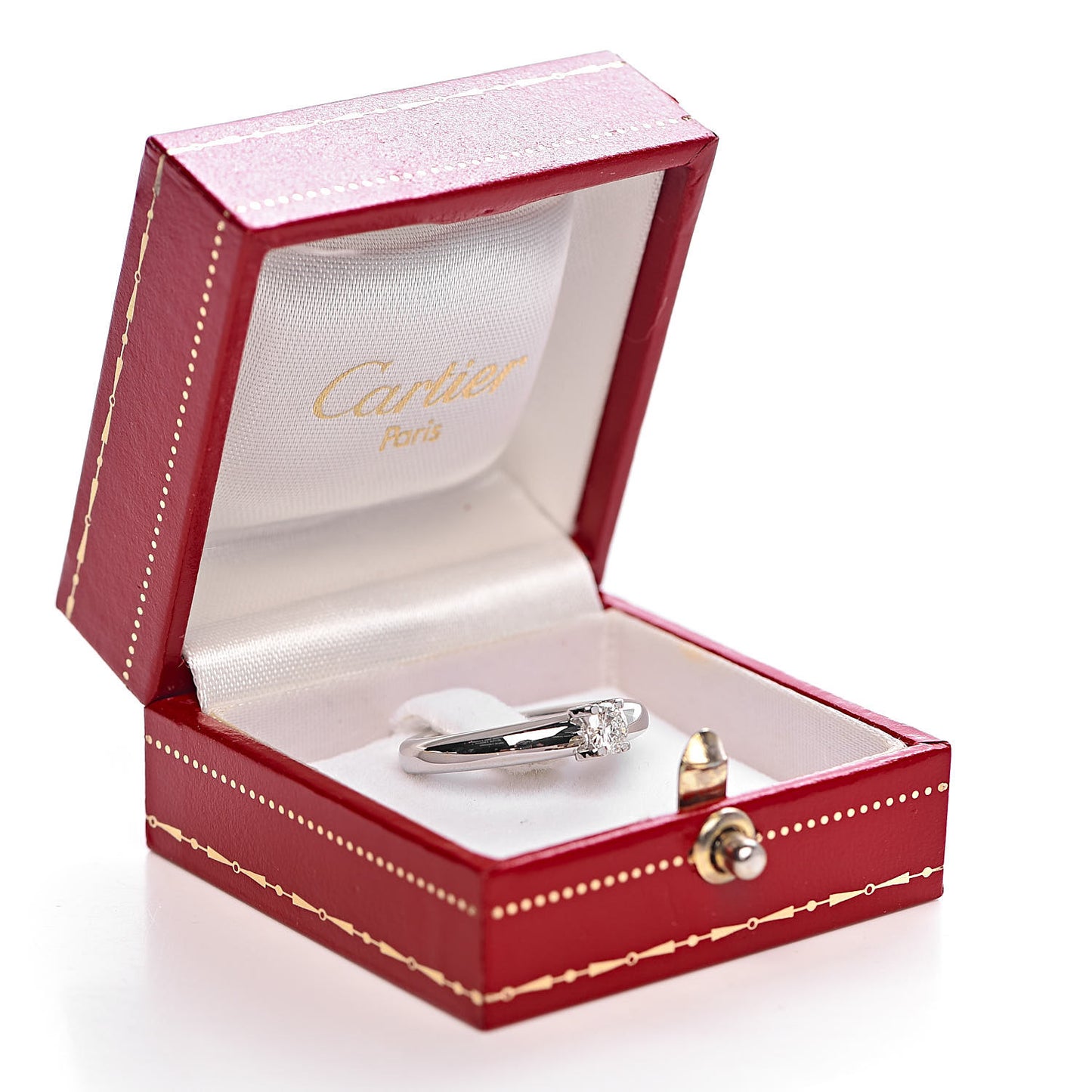 18K White Gold Diamond .27ct Louis Ring 52 6