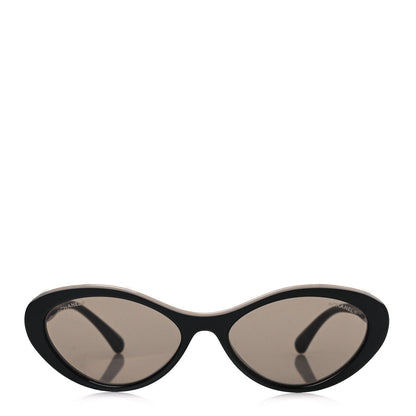 Chanel Acetate Oval Sunglasses 5416 Black Beige 2 of 8