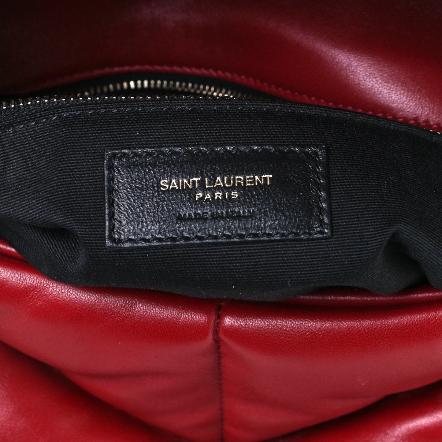Lambskin Quilted Medium Loulou Puffer Monogram Chain Satchel Opyum Red