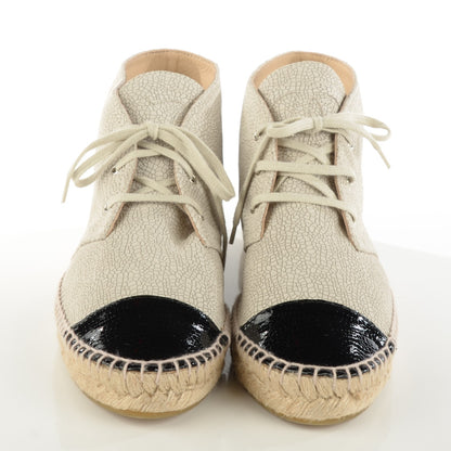 Chanel Crackled Calfskin High Top Espadrilles 41 Light Beige Black 2 of 8