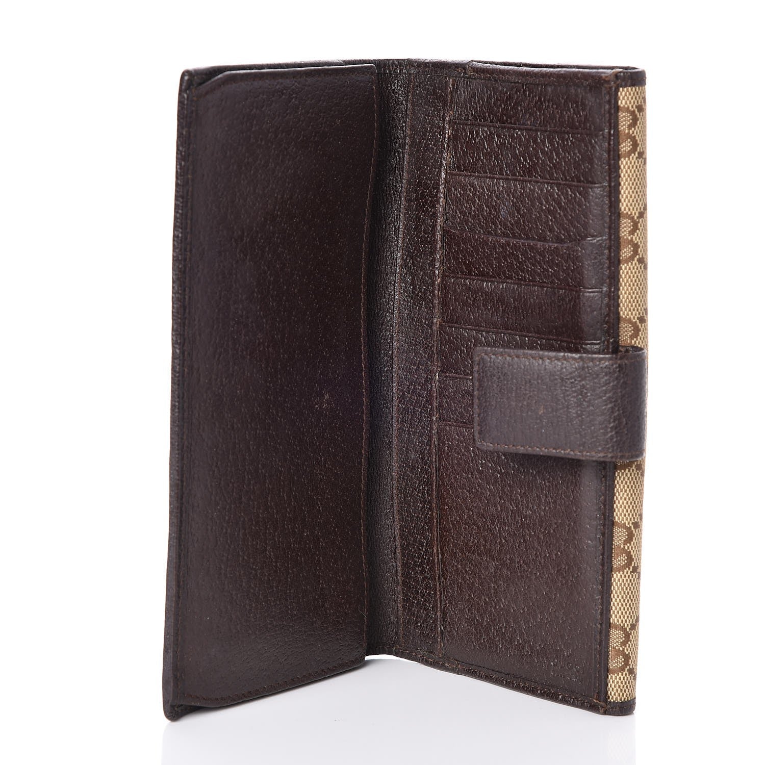 Gucci Monogram Metal Bar Continental Flap Wallet Beige Ebony Dark Brown 5 of 8