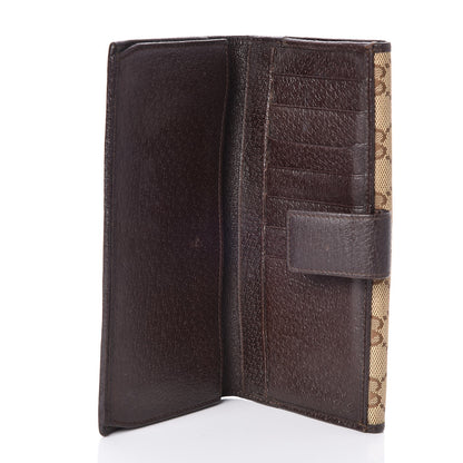 Gucci Monogram Metal Bar Continental Flap Wallet Beige Ebony Dark Brown 5 of 8