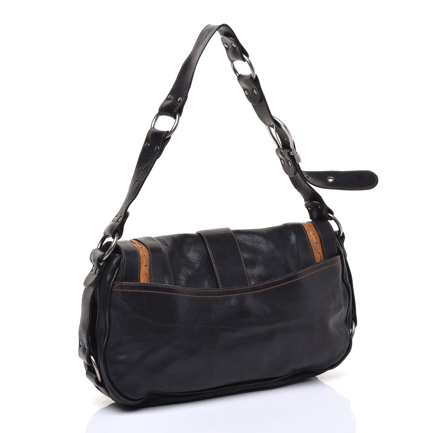 Calfskin Medium Gaucho Double Saddle Bag Black