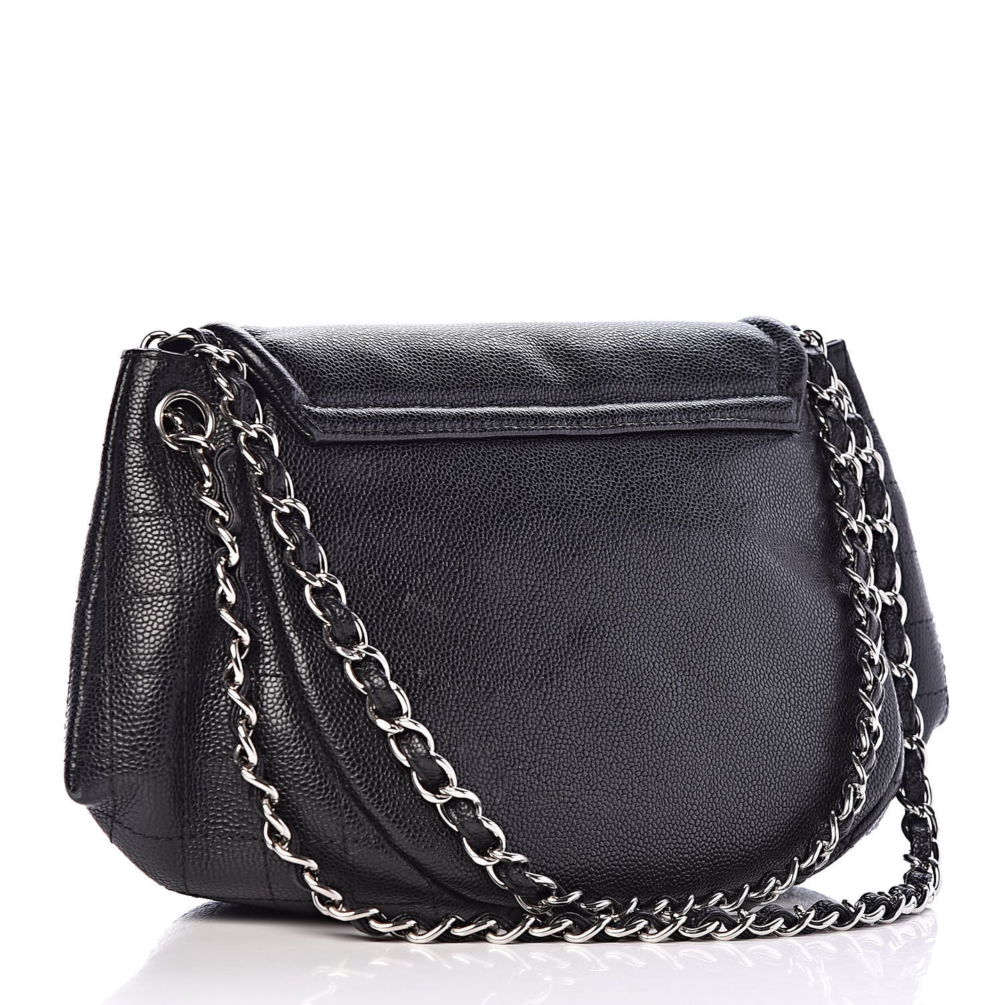 Caviar Half Moon Large Flap Black