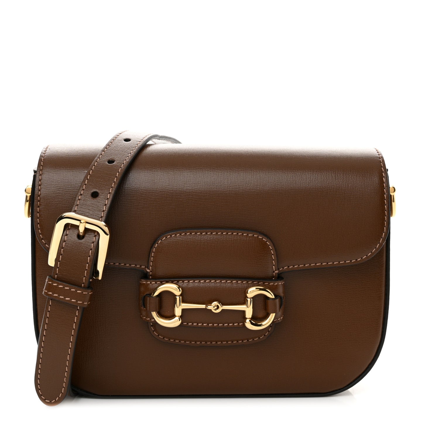 Azalea Calfskin Web Mini Horsebit 1955 Shoulder Bag Brown Sugar