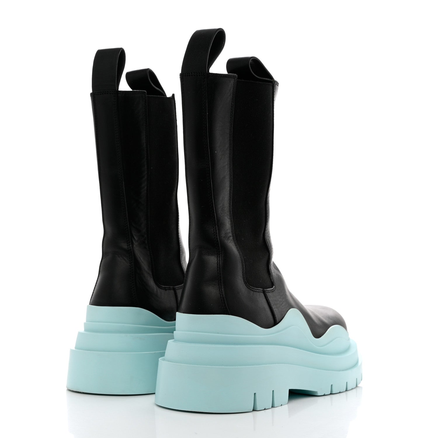 Bottega Veneta Calfskin The Tire Chelsea Boots 36.5 Black Pale Blue 4 of 8