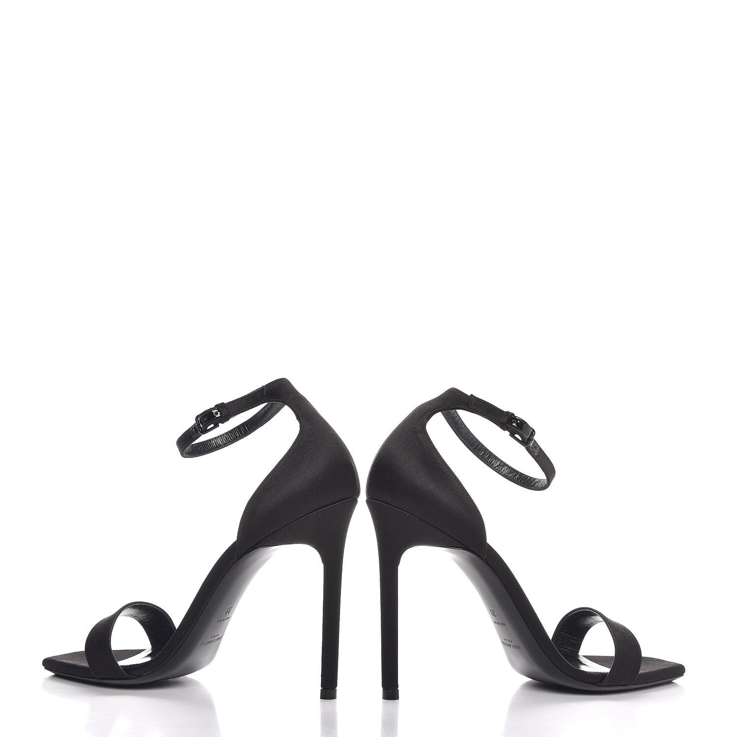 Saint Laurent Satin Jane 80 Ankle Strap Sandals 39 Black 5 of 11