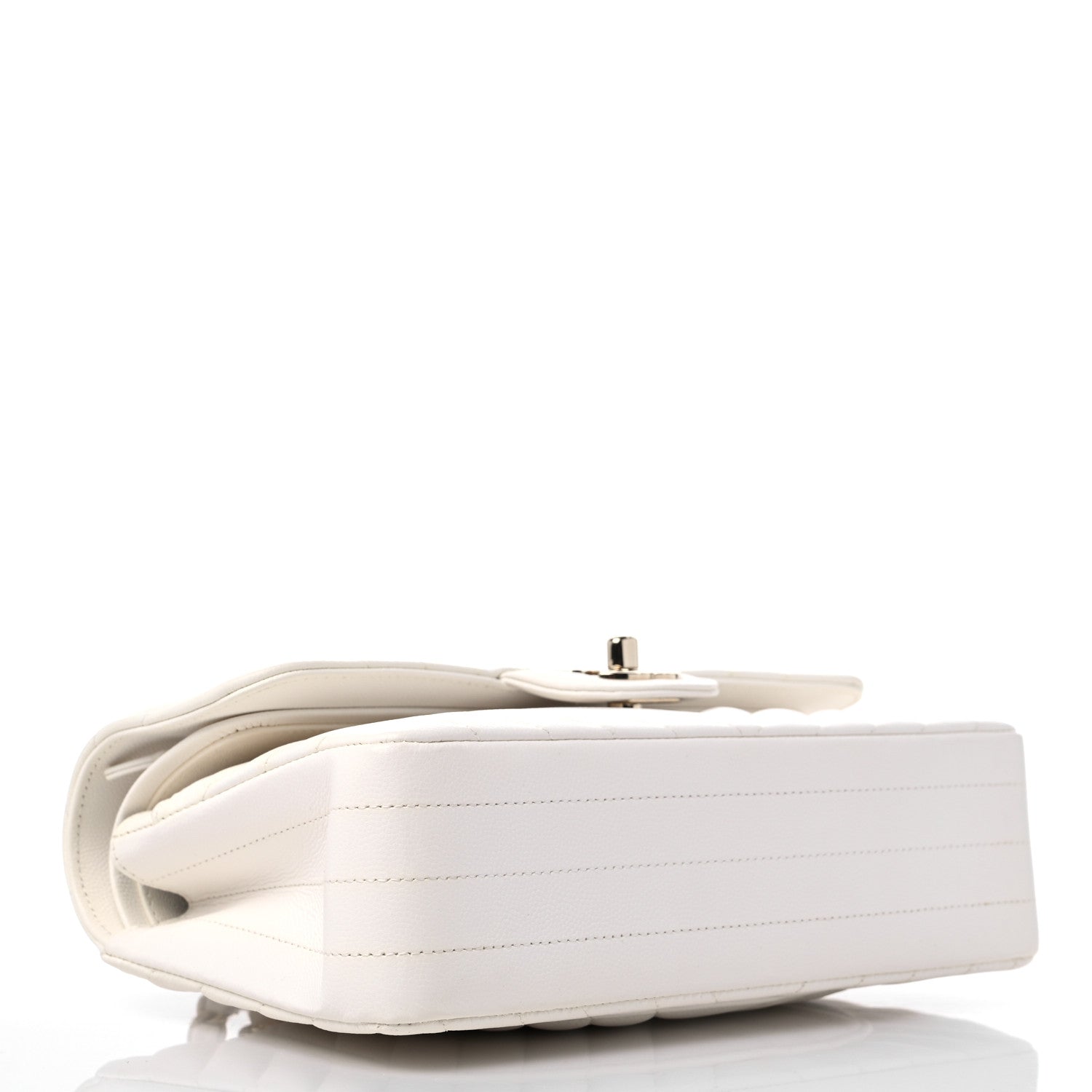 Chanel Caviar Chevron Quilted Small Double Flap White 4 of 9